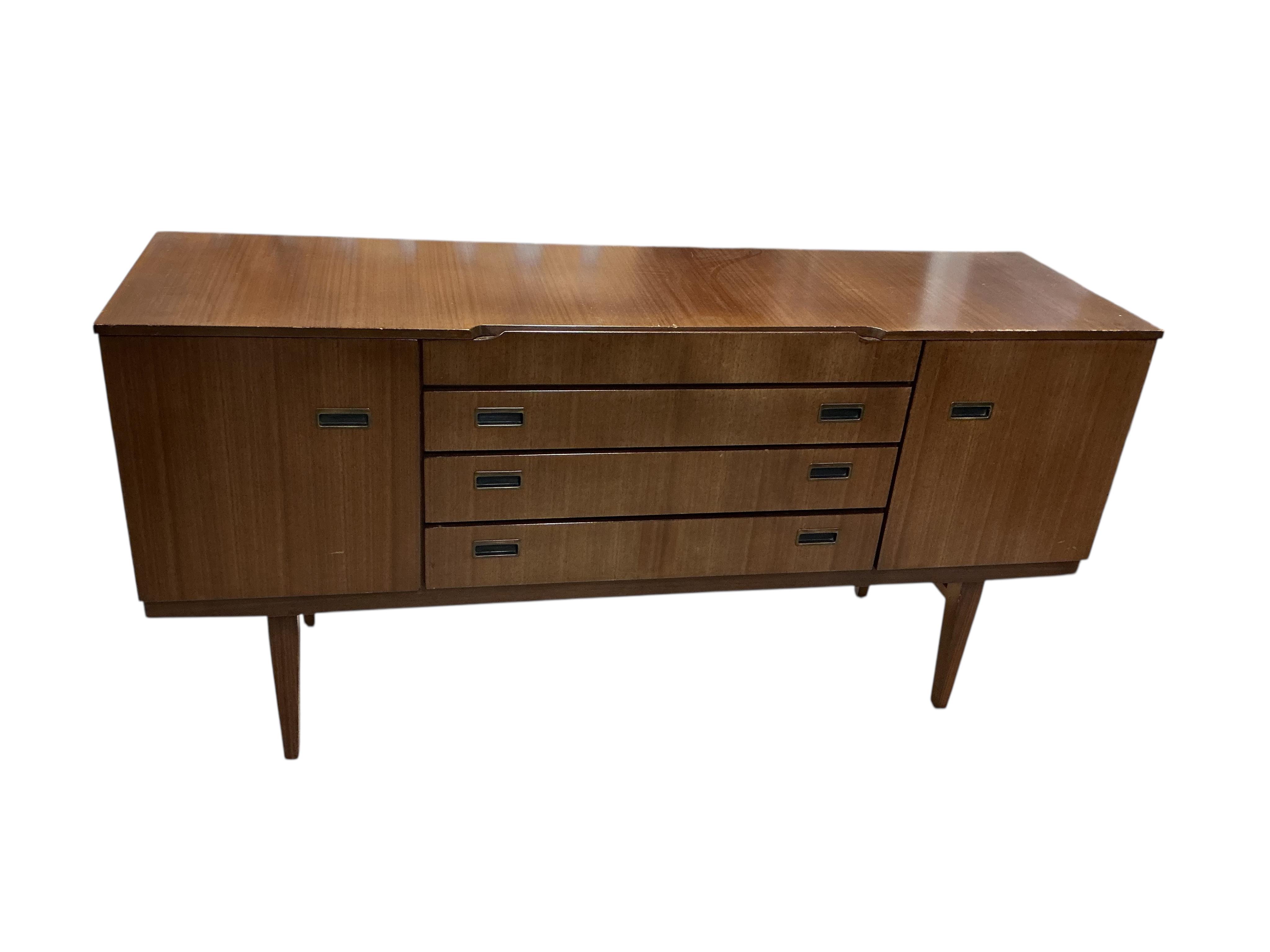 A mid century 'Beautility' teak sideboard, width 160cm, 46cm, height 79cm